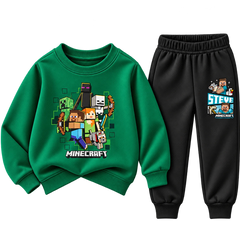Boys green Minecraft graphic sweatsuit with black joggers