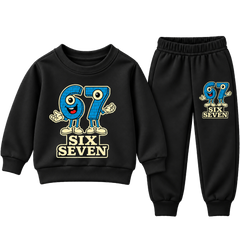 Boys black Six Seven brick-style graphic sweatsuit with black joggers