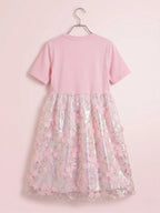 Pink Glow Organza Cut-work Party Dress