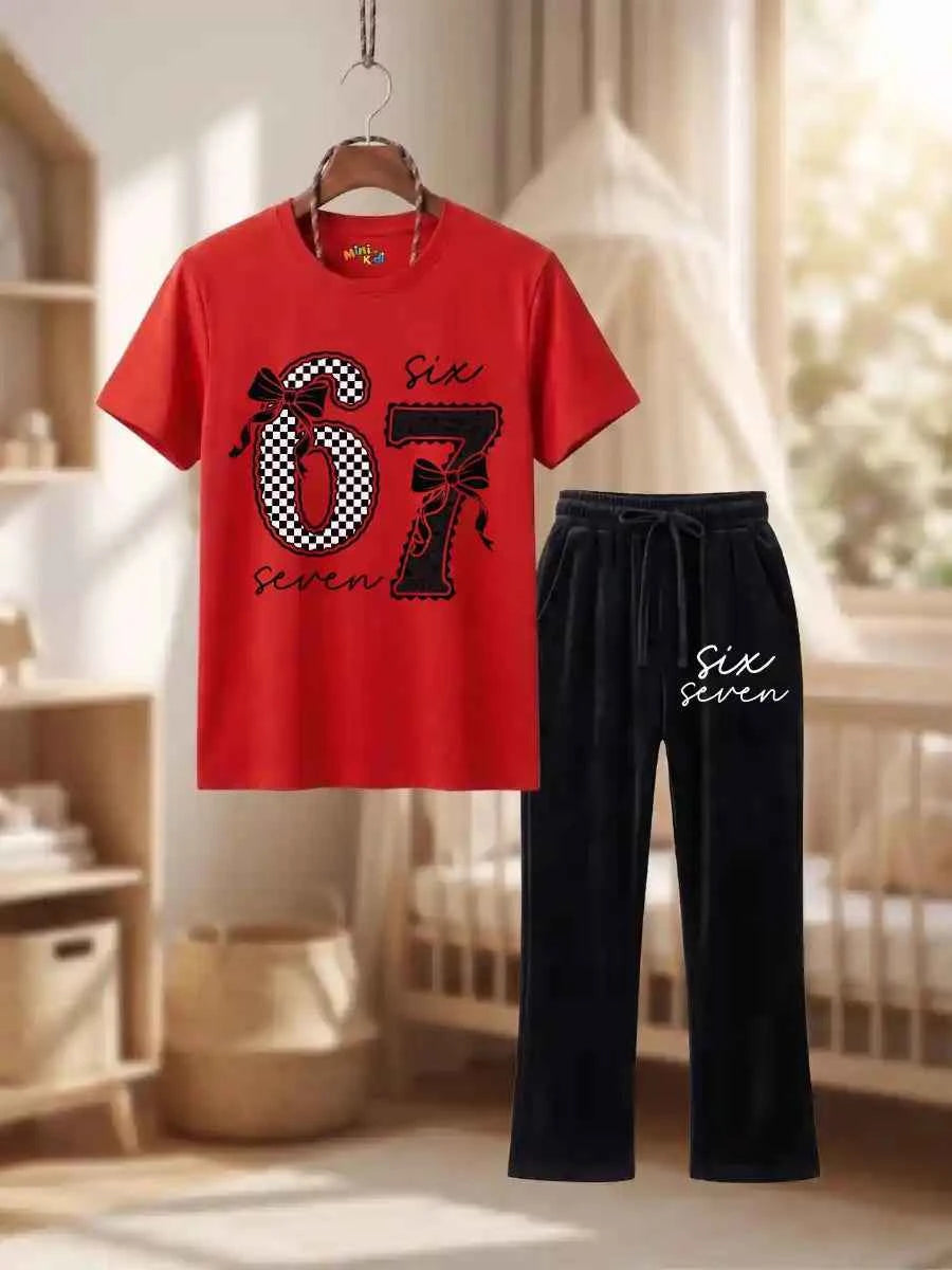 Girls “Six Seven” Graphic T-Shirt & Black trouser Set (Copy)