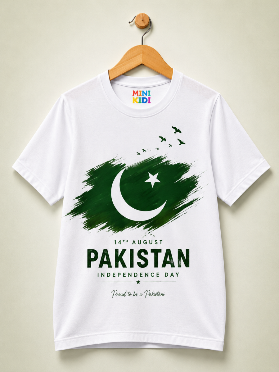 MiniKidi Pakistan Independence Day Flag Graphic T-Shirt