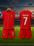 Ronaldo #7 Portugal Football Jersey & Shorts Set for Kids