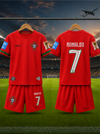 Ronaldo #7 Portugal Football Jersey & Shorts Set for Kids