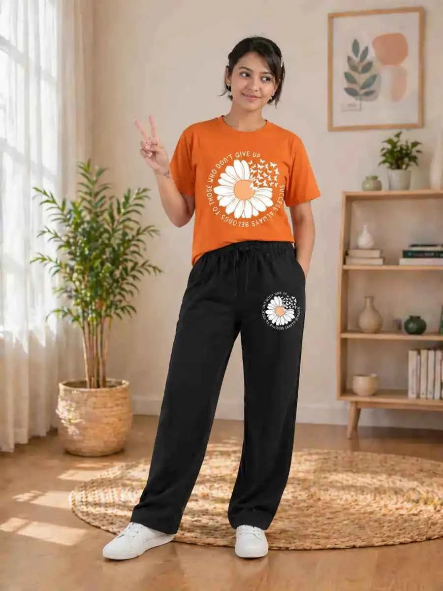 Girls Daisy Quote Graphic T-Shirt & Black trouser Set (Copy)