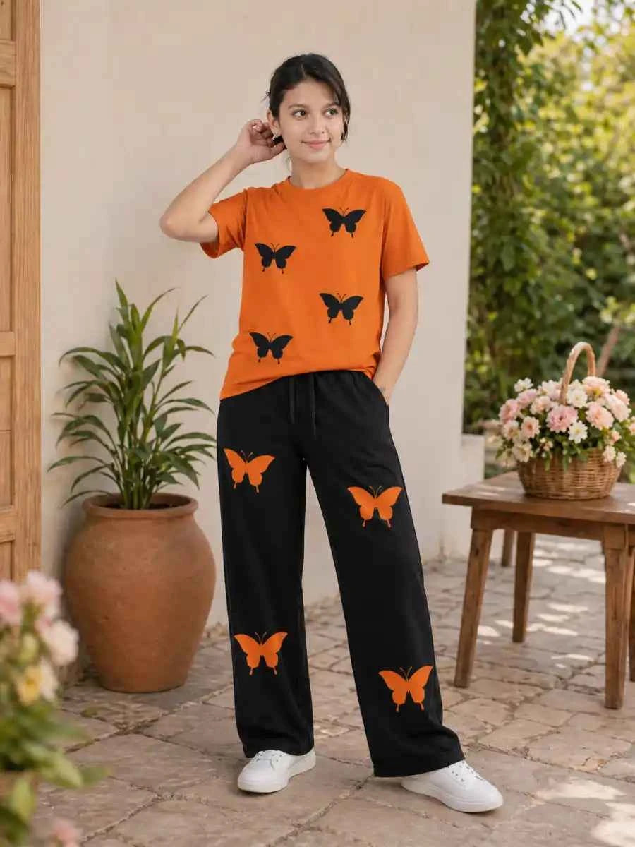 Trendy Butterfly Graphic Tee & trouser Set (Copy)