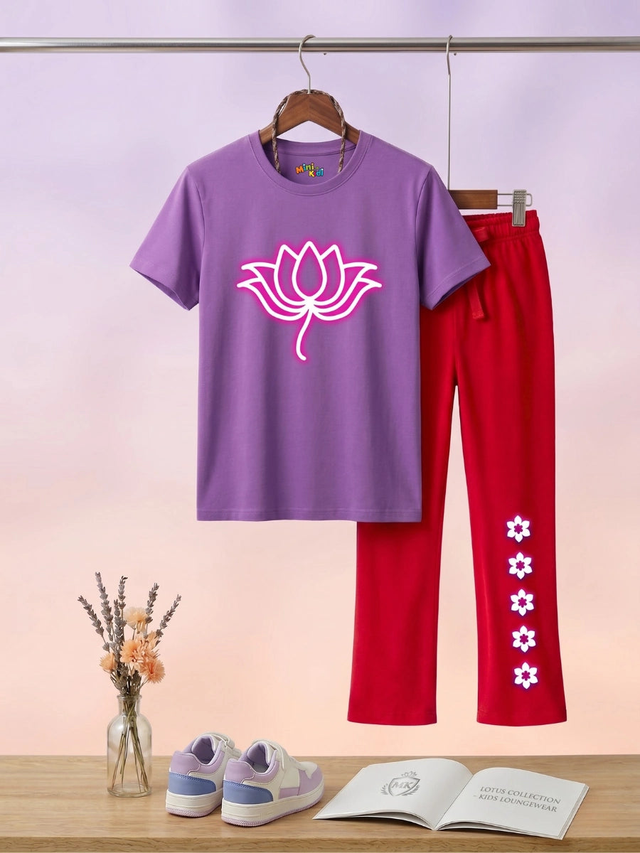 Neon Lotus Cotton Suit Set