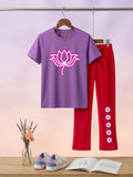Neon Lotus Cotton Suit Set