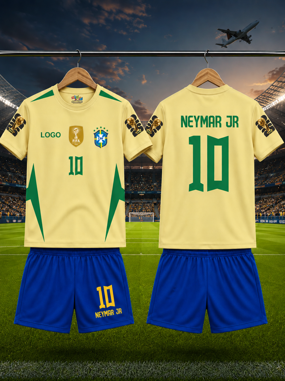 Neymar Jr #10 Brazil Football Jersey & Shorts Set for Kids