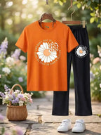 Girls Daisy Quote Graphic T-Shirt & Black trouser Set (Copy)