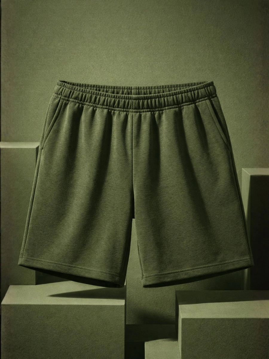 Cotton Jersey Shorts - Olive Green