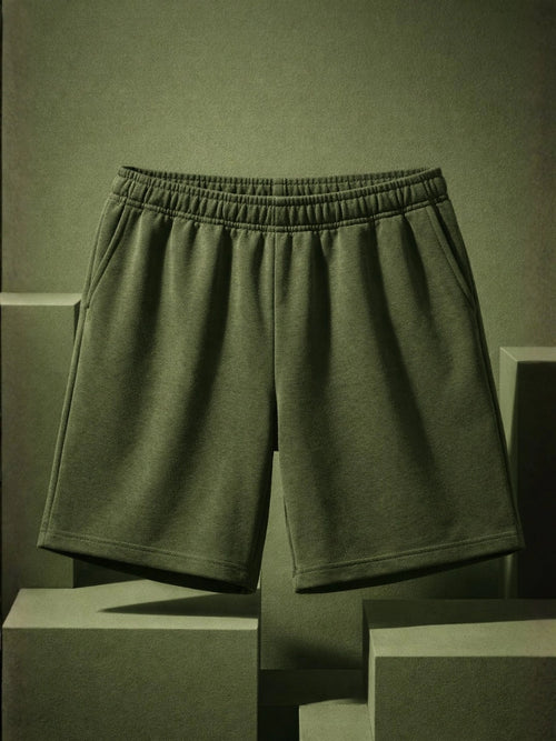 Cotton Jersey Shorts - Olive Green