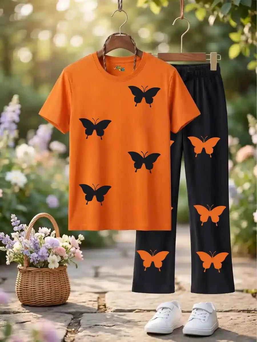 Trendy Butterfly Graphic Tee & trouser Set (Copy)