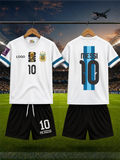 Messi #10 Argentina Inspired Kids Football Jersey & Shorts Set