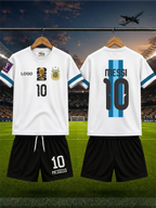 Messi #10 Argentina Inspired Kids Football Jersey & Shorts Set