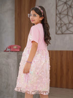 Pink Glow Organza Cut-work Party Dress