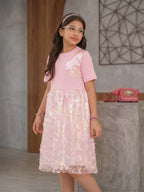 Pink Glow Organza Cut-work Party Dress