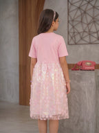 Pink Glow Organza Cut-work Party Dress