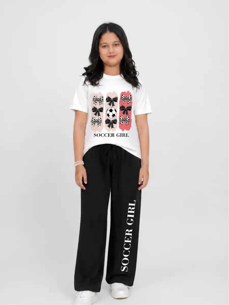 Mini Kidi’s “Soccer Girl” Graphic Suit T-Shirt & Black trouser Set (Copy)