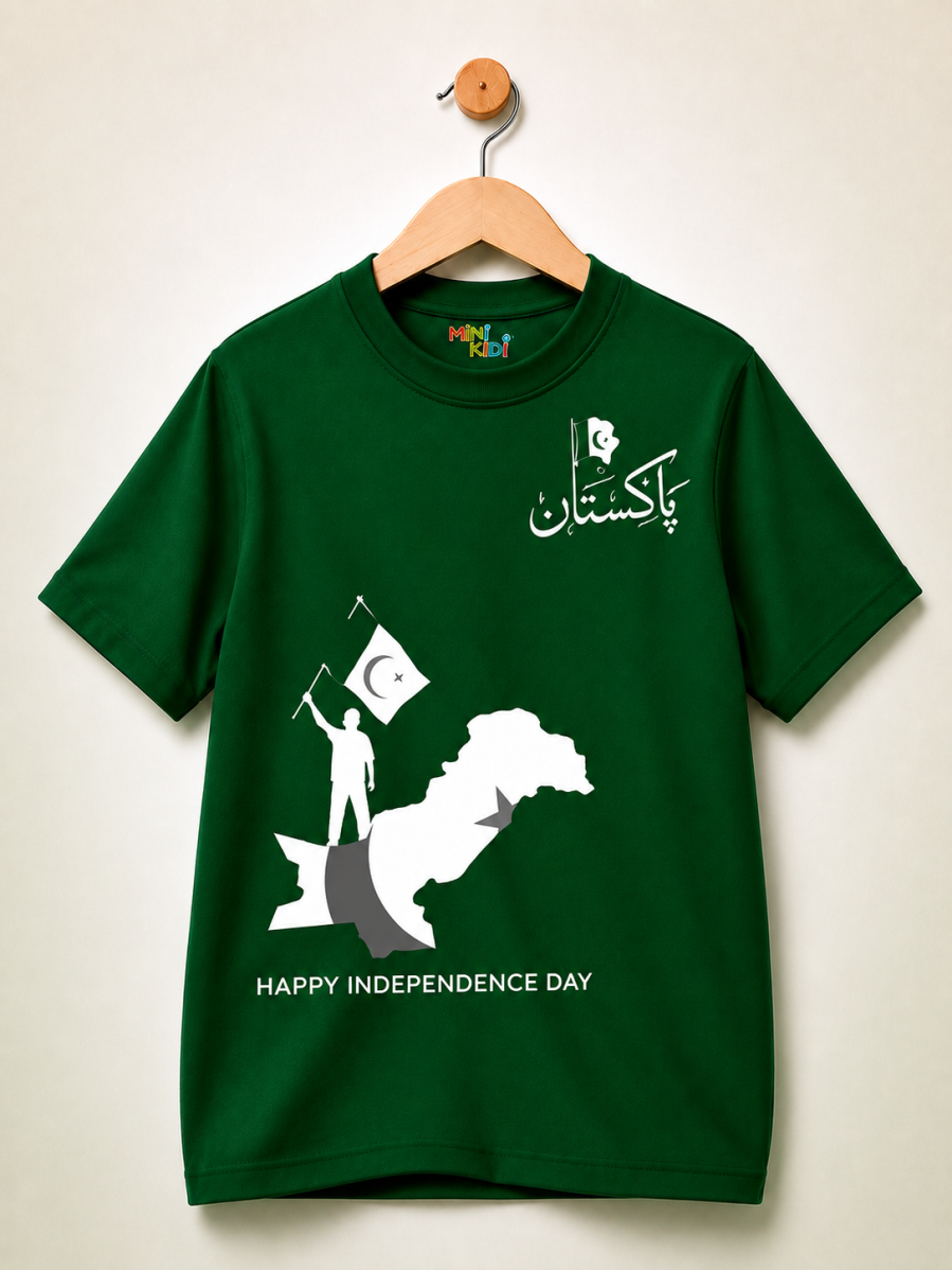 MiniKidi Pakistan Flag Graphic Independence Day T-Shirt ⭐