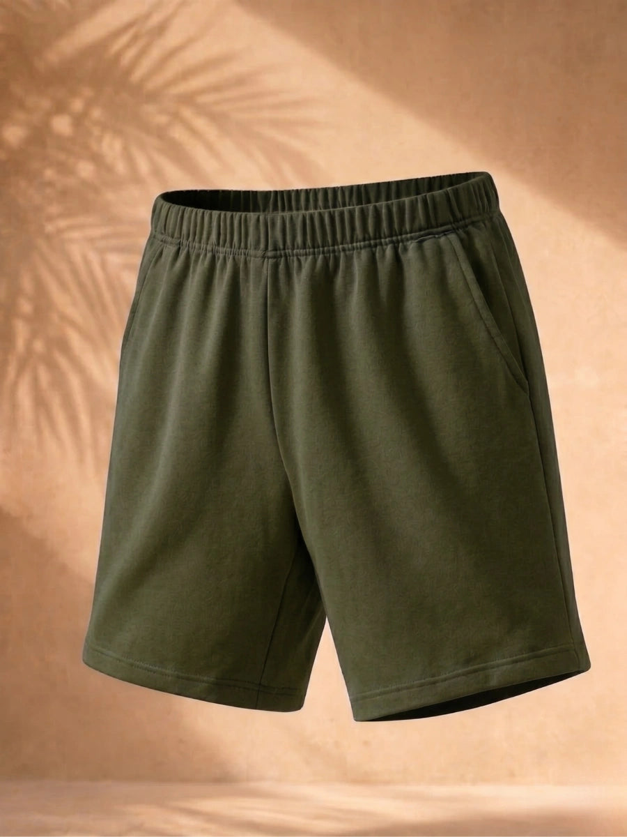 Cotton Jersey Shorts - Olive Green