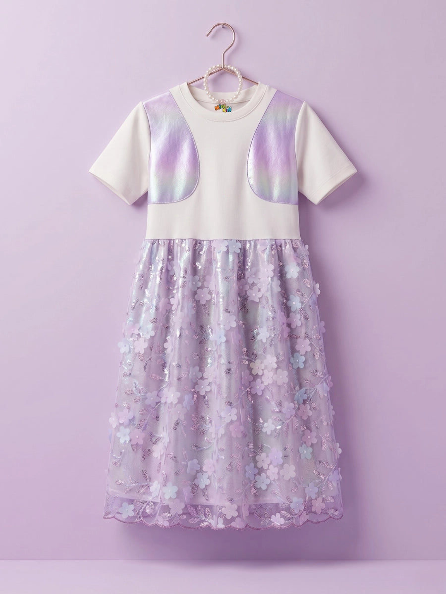 Lavender Glow Organza Cut-work Party Dress