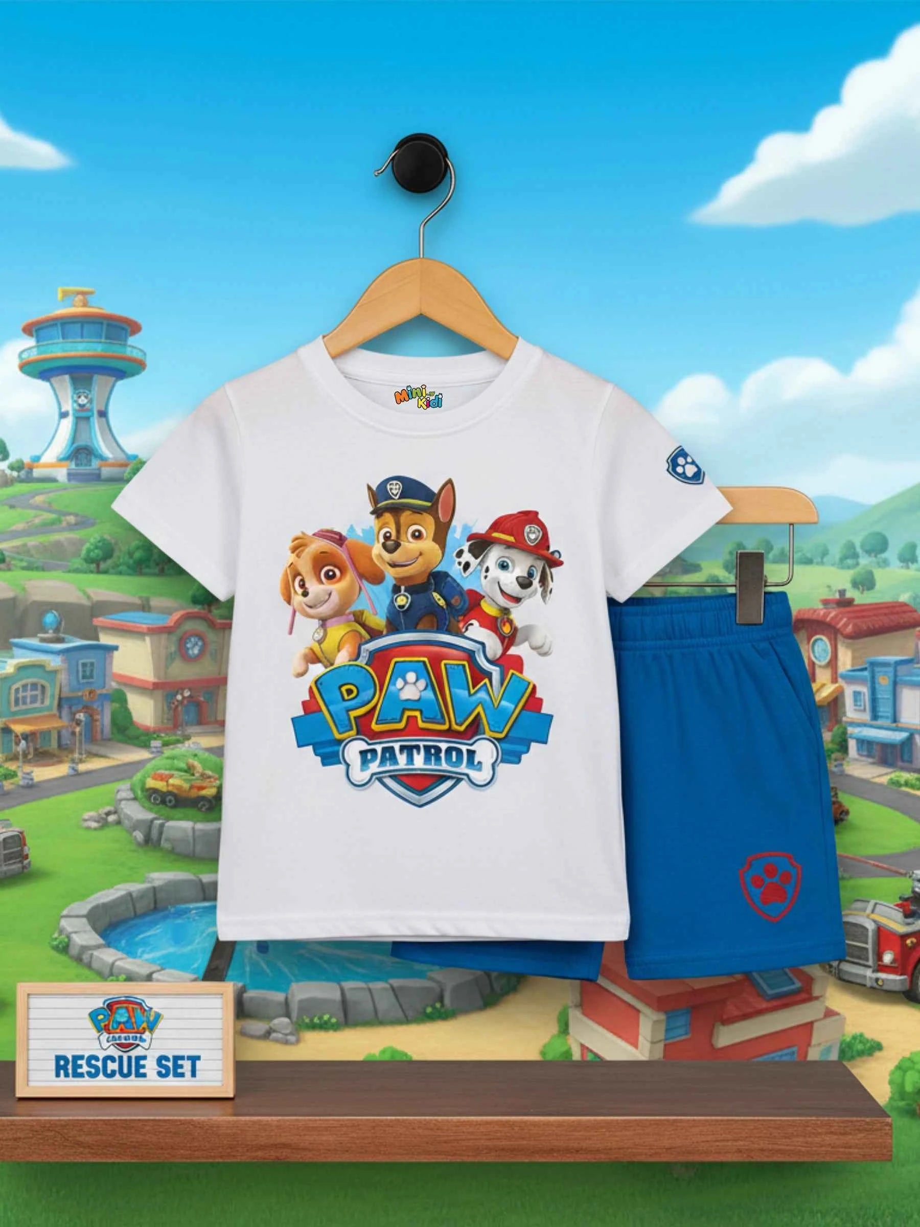 PAW Patrol Short Set - White & Royal Blue