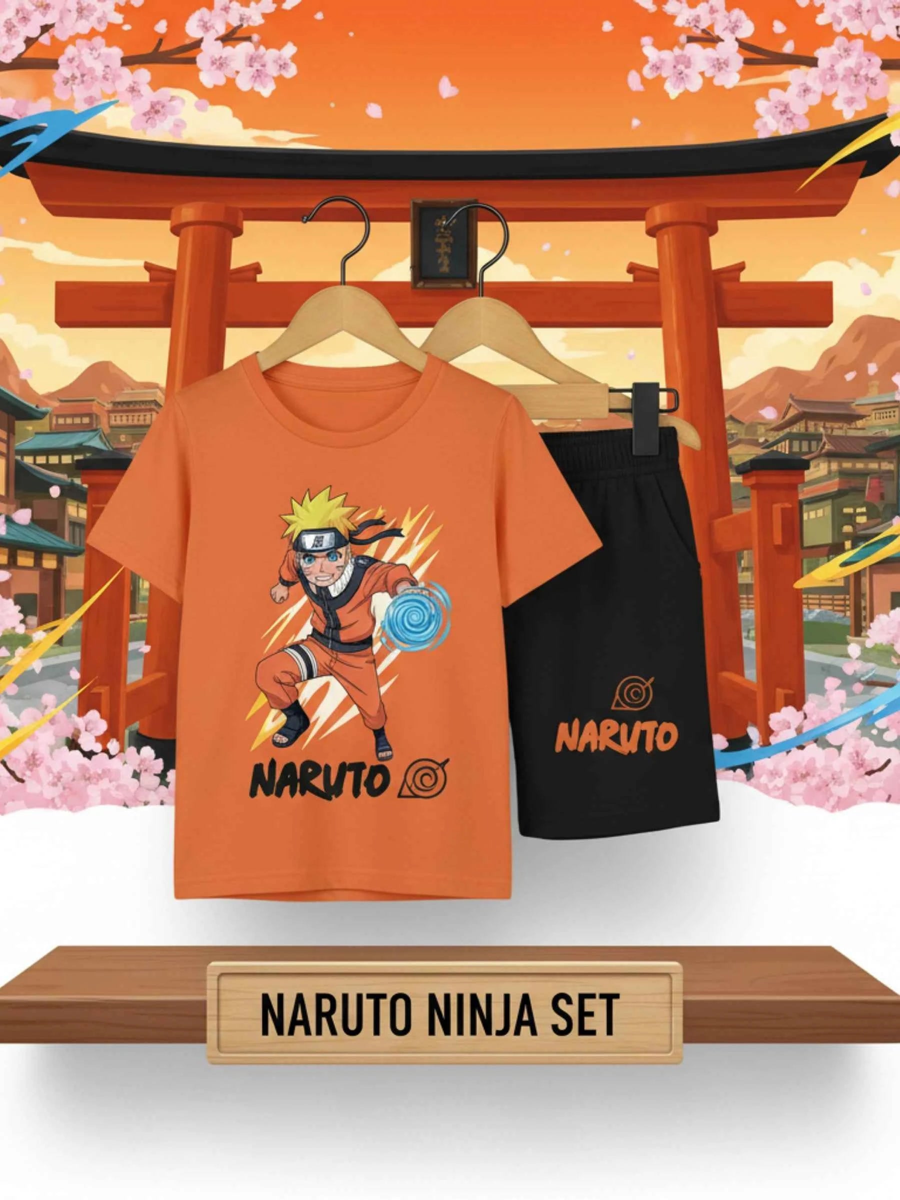 Naruto Ninja Short Set - Orange & Black