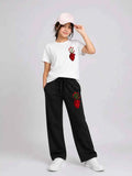 Mini Kidi’s “Floral Heart” Graphic Suit T-Shirt & Black trouser Set (Copy)