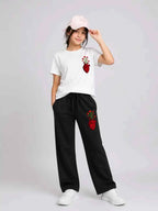 Mini Kidi’s “Floral Heart” Graphic Suit T-Shirt & Black trouser Set (Copy)