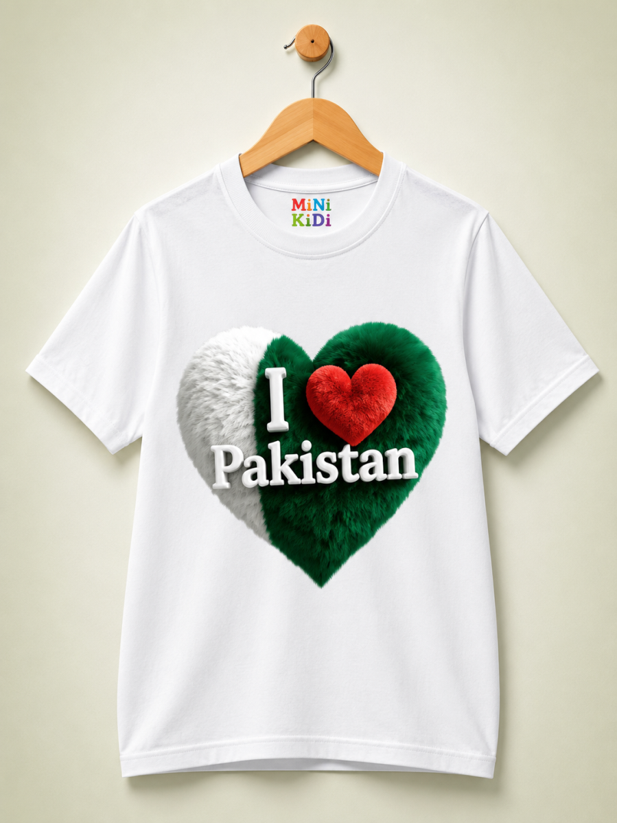 MiniKidi I Love Pakistan Graphic T-Shirt