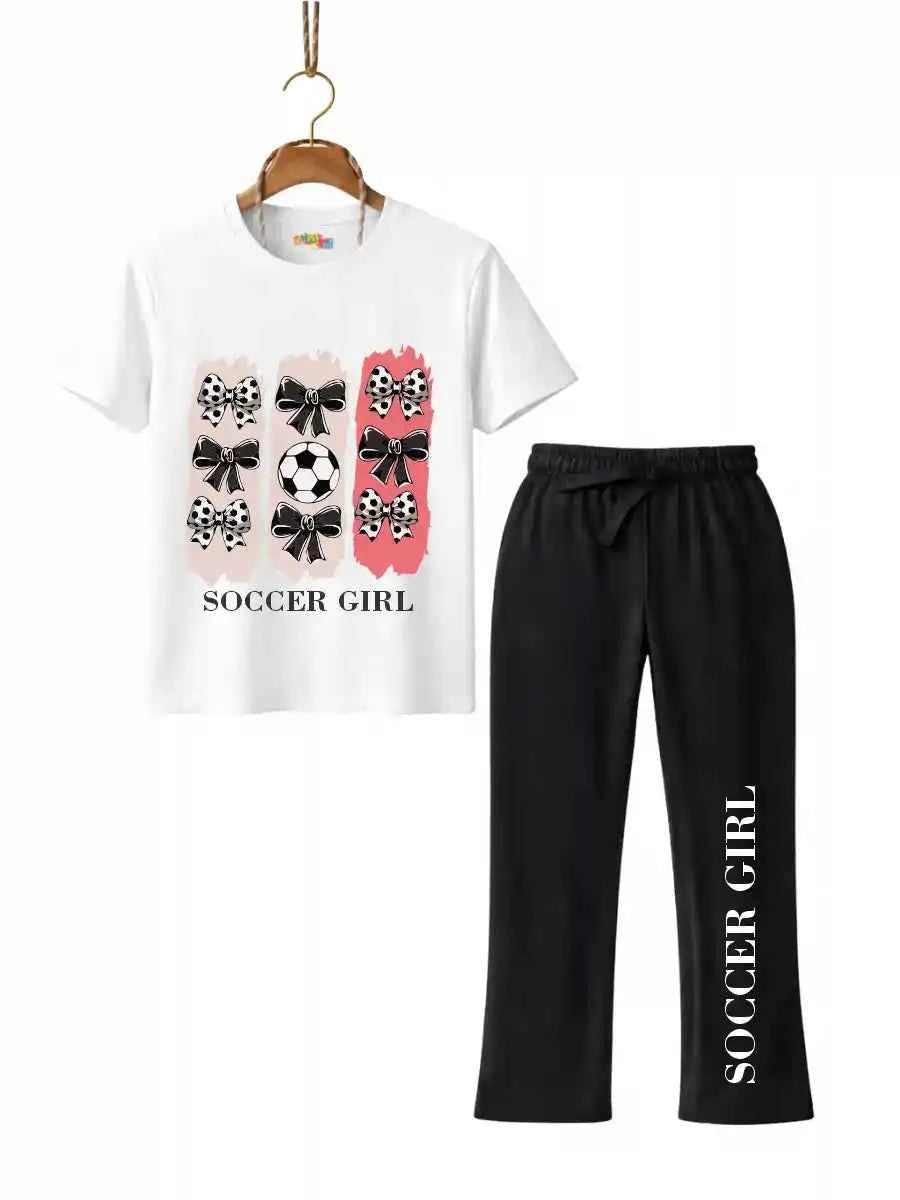 Mini Kidi’s “Soccer Girl” Graphic Suit T-Shirt & Black trouser Set (Copy)