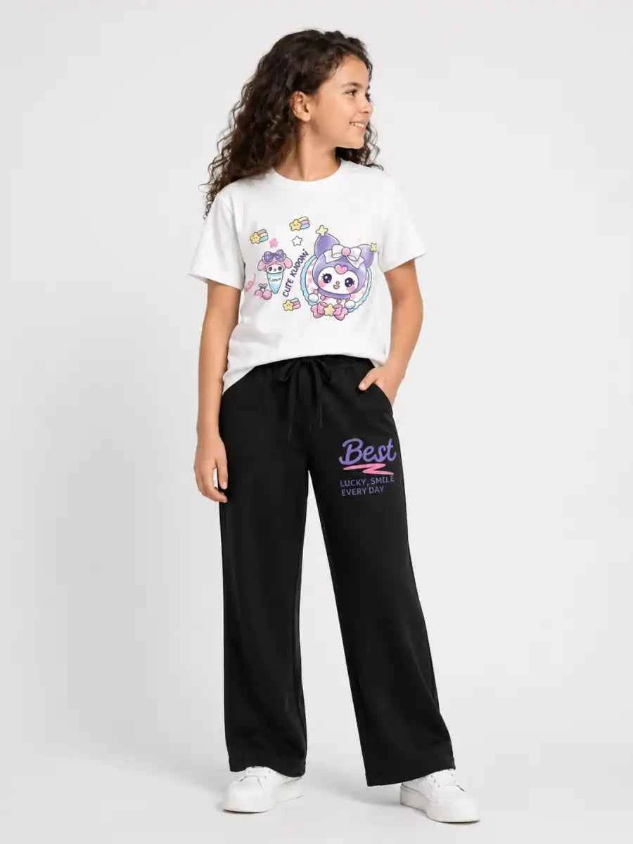Mini Kidi’s "Cute Cartoon Bunny” Graphic Suit T-Shirt & Black trouser Set (Copy)