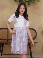 Lavender Glow Organza Cut-work Party Dress