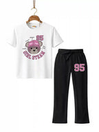 Mini Kidi’s “Girl Squad 95” Graphic Suit T-Shirt & Black trouser Set