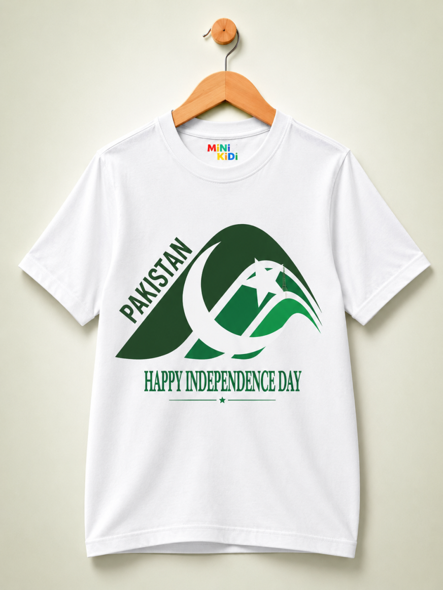 MiniKidi Pakistan Flag Independence Day Graphic T-Shirt