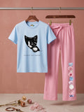 Kitten "Caught You Lookin" Sky Blue & Pink