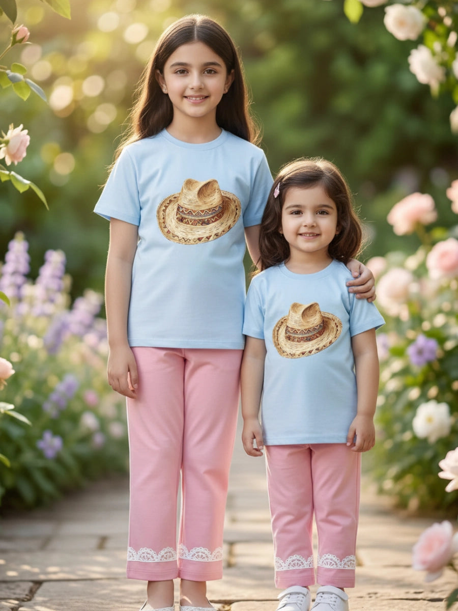 "Summer Chic" Sky Blue & Pink