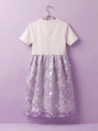 Lavender Glow Organza Cut-work Party Dress