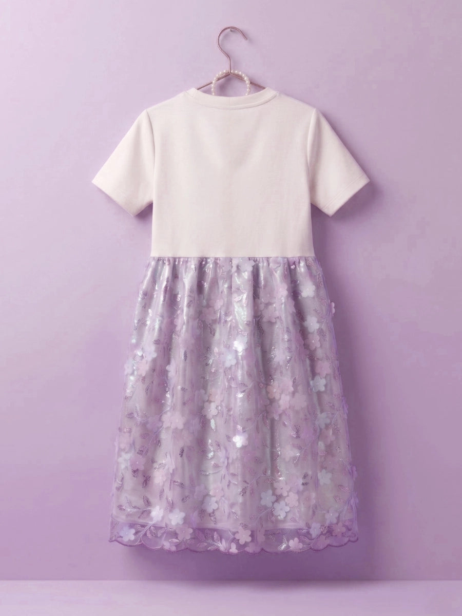 Lavender Glow Organza Cut-work Party Dress