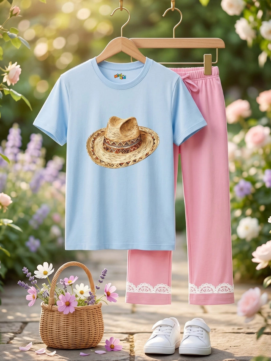 "Summer Chic" Sky Blue & Pink
