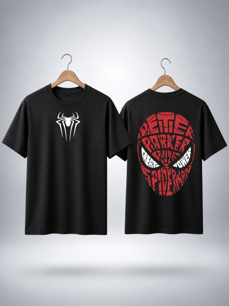 Spider Mask Legacy Front & Back Graphic T-Shirt – Black