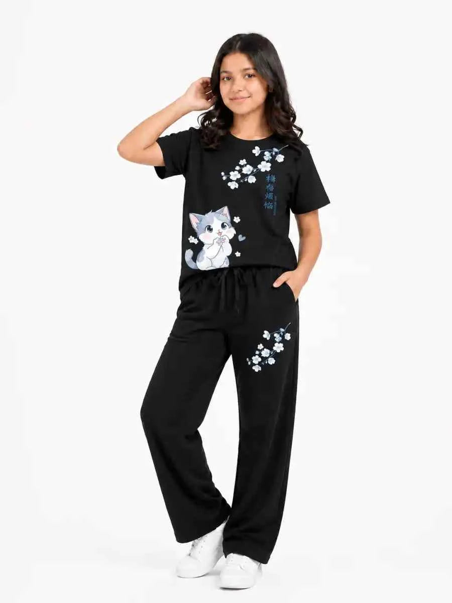 Mini Kidi’s Cute Kitty Printed Trouser Set (Copy)