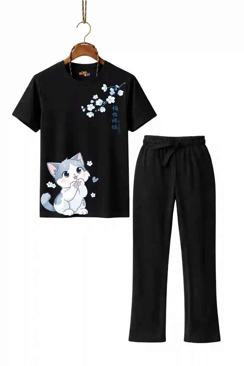 Mini Kidi’s Cute Kitty Printed Trouser Set (Copy)