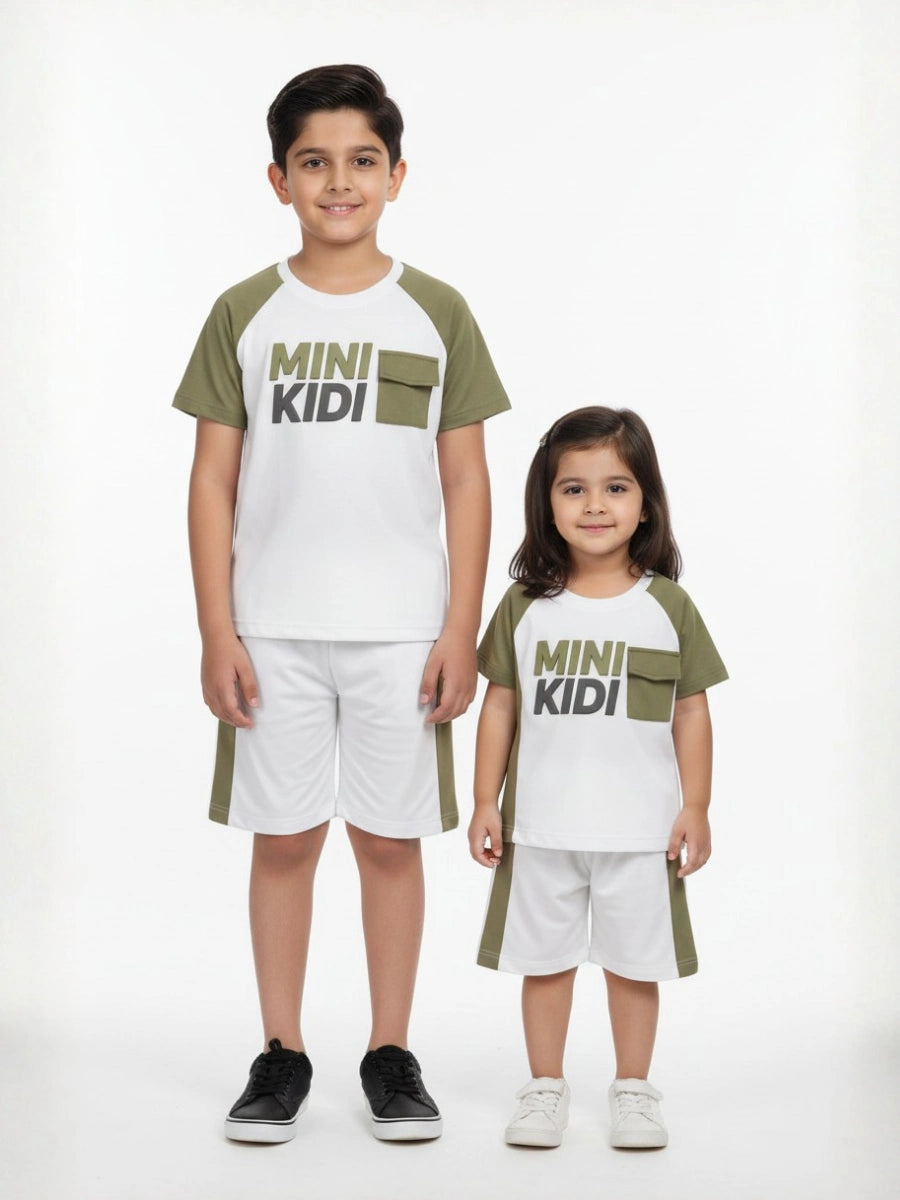 Unisex Premium "Mini Kidi" Olive & White