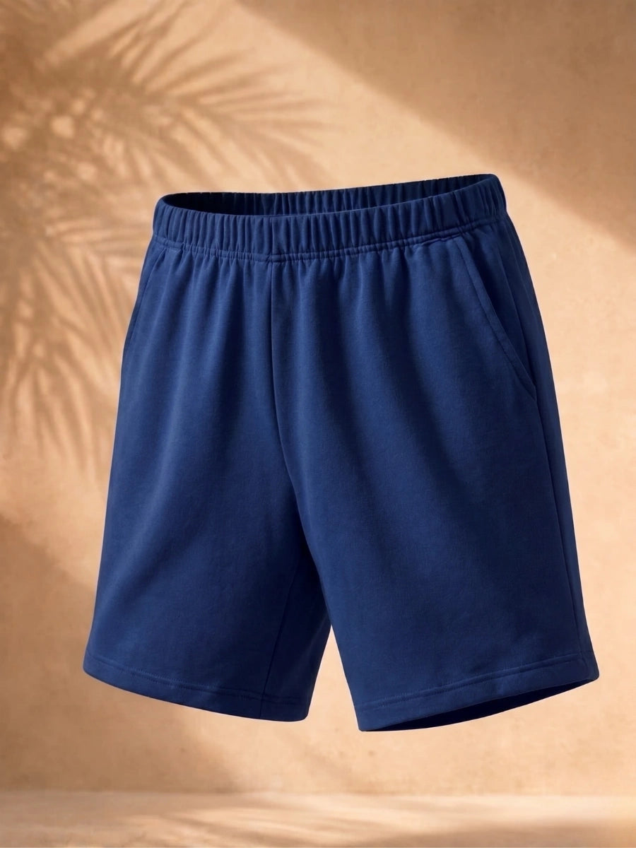 Cotton Jersey Shorts - Navy Blue