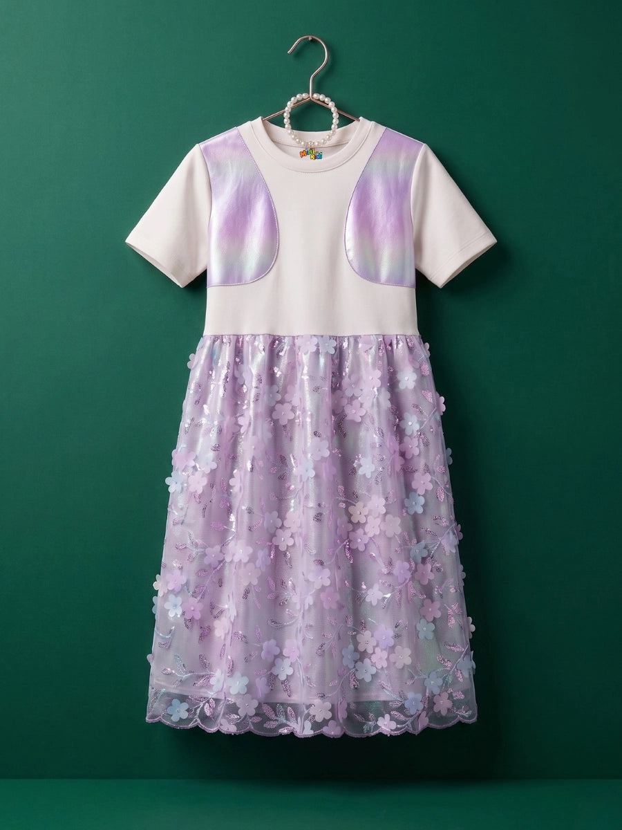 Lavender Glow Organza Cut-work Party Dress