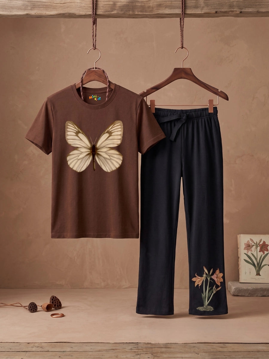 Vintage Butterfly Cotton Suit Set