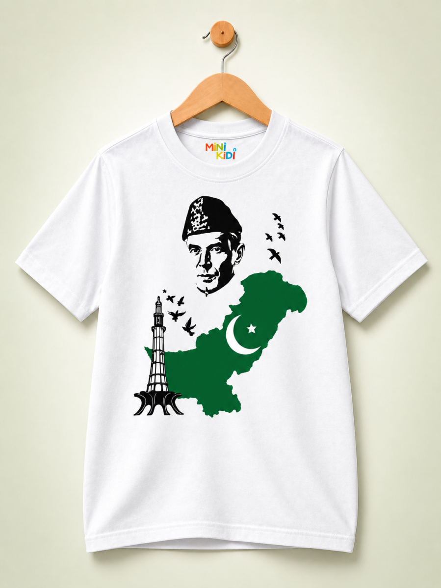 MiniKidi Quaid-e-Azam Pakistan Map Graphic T-Shirt