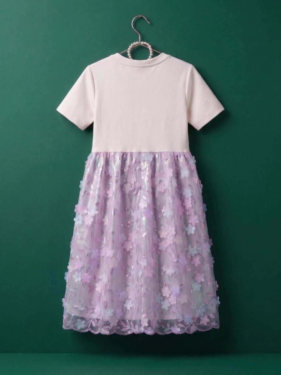 Lavender Glow Organza Cut-work Party Dress