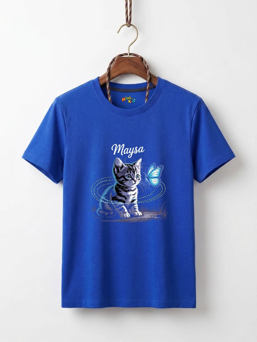 Girls Maysa Kitten & Butterfly Double-Sided Graphic Tee